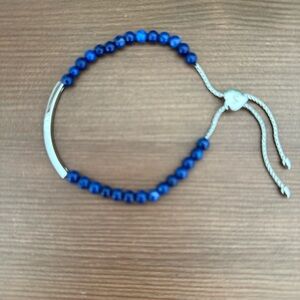 Blue Beaded Bracelet with Silver Accents